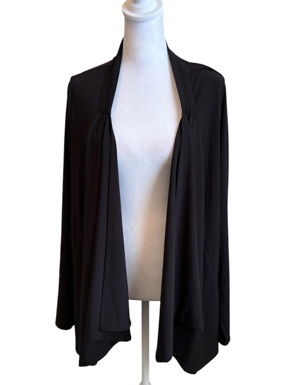 Large Coldwater Creek Black Open Front Drape Waterstone Cardigan 14-16